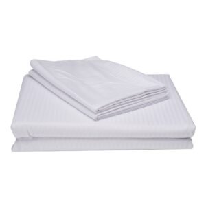 Duvet Cover Set - Optical White Stripes - KING TC 250
